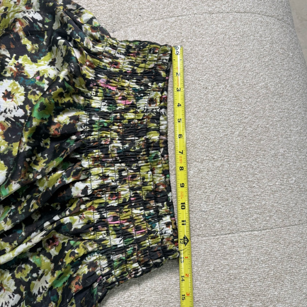 Industry Reflections Floral Tiered Ruffle Skirt Black Green Multi Size M - Picture 3 of 6